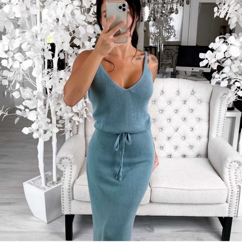 REPOSH EkAttire NEWPORT Dress — in Dark Aqua Blue